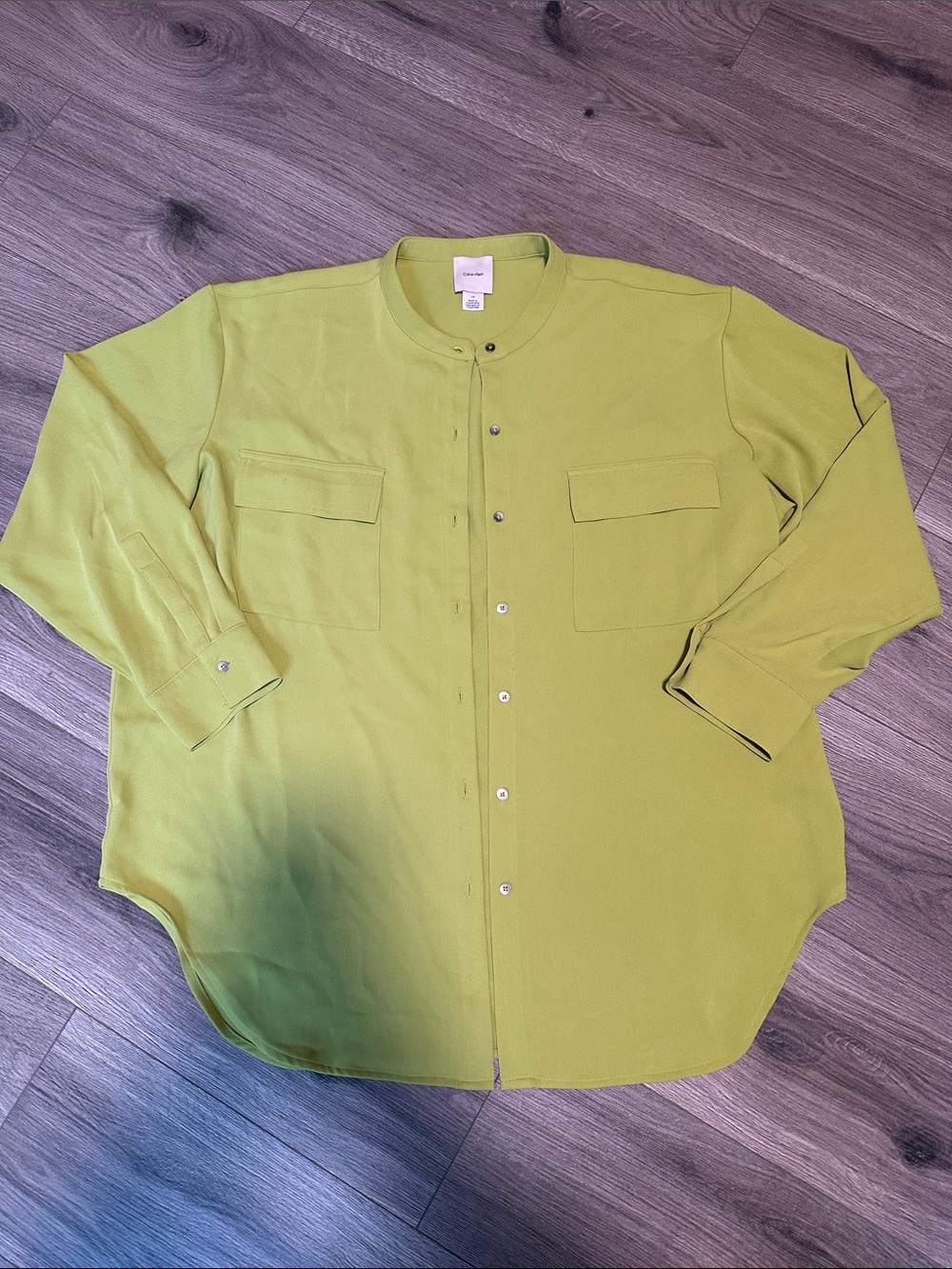 Calvin Klein Chartreuse Lightweight Button-Front Blouse